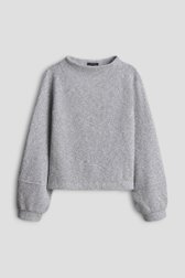 Photo produit 1 de Pull bleu gris chiné à manches ballon de Opus pour Femmes