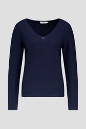 Pull bleu marine avec col en V de Liberty Island pour Femmes