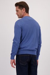 Le dos de Pull bleu profond avec col en V de Dansaert Blue pour Hommes
