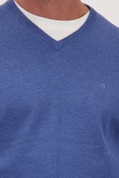 Détail de Pull bleu profond avec col en V de Dansaert Blue pour Hommes