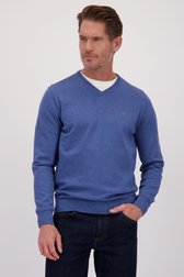 Le devant de Pull bleu profond avec col en V de Dansaert Blue pour Hommes