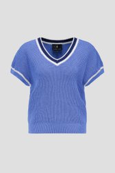 Pull bleu tricoté à manches courtes de AC by Annelien Coorevits pour Femmes