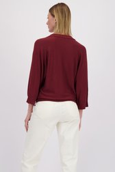 Le dos de Pull bordeaux à col en V de D'Auvry pour Femmes