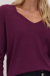 Détail de Pull bordeaux à col en V de Liberty Island pour Femmes