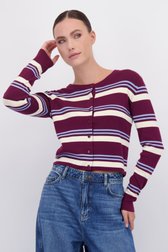 Le devant de Pull bordeaux à rayures avec boutons de JDY pour Femmes