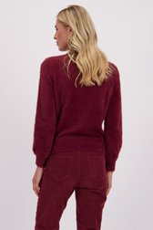 Le dos de Pull bordeaux en tissu imitation fourrure de Liberty Island pour Femmes