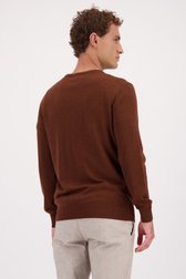 Le dos de Pull brun à manches longues et col rond de Upper East pour Hommes