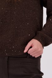 Détail de Pull brun à paillettes de Geisha pour Femmes
