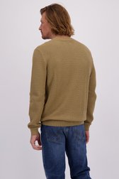 Le dos de Pull brun avec rayures tricotées de Ravøtt pour Hommes