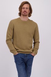 Le devant de Pull brun avec rayures tricotées de Ravøtt pour Hommes