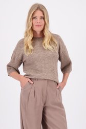 Le devant de Pull brun clair à manches trois-quarts de Libelle pour Femmes