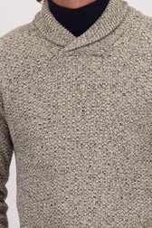 Détail de Pull chiné beige à col châle de Ravøtt pour Hommes