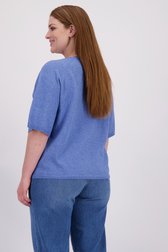 Le dos de Pull chiné bleu avec manches courtes de ONLY Carmakoma pour Femmes