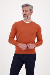 Pull col V en coton orange de Dansaert Blue pour Hommes