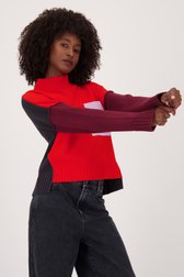 Pull Colour Block en rouge et gris foncé de Louise pour Femmes