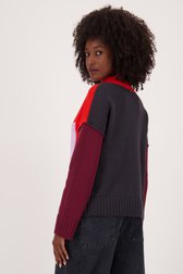 Pull Colour Block en rouge et gris foncé de Louise pour Femmes