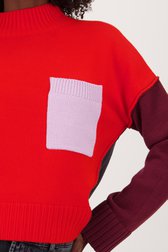 Pull Colour Block en rouge et gris foncé de Louise pour Femmes