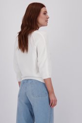Pull côtelé blanc avec col en V de Libelle pour Femmes