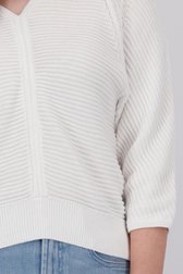 Pull côtelé blanc avec col en V de Libelle pour Femmes