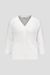 Pull côtelé blanc avec col en V de Libelle pour Femmes
