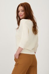 Pull côtelé écru avec col en V de Libelle pour Femmes