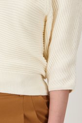 Pull côtelé écru avec col en V de Libelle pour Femmes