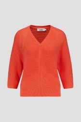 Pull côtelé en corail avec col en V de Libelle pour Femmes