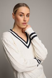 Détail de Pull de golf blanc à motif torsadé de Dansaert Golf Club pour Femmes