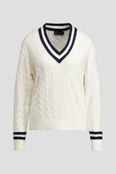 Photo produit 1 de Pull de golf blanc à motif torsadé de Dansaert Golf Club pour Femmes