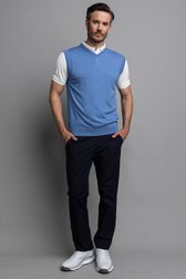 Le devant de Pull de golf sans manches bleu de Dansaert Golf Club pour Hommes