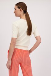 Pull ecru à col rond et manches courtes de D'Auvry pour Femmes