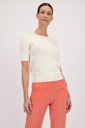 Pull ecru à col rond et manches courtes de D'Auvry pour Femmes