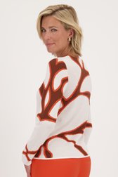 Pull écru à motif marron-orange	 de Claude Arielle pour Femmes