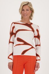 Pull écru à motif marron-orange	 de Claude Arielle pour Femmes