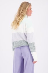 Le dos de Pull écru à rayures vertes et lilas de Liberty Loving nature pour Femmes
