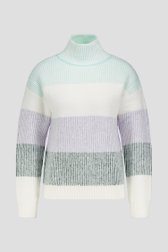 Photo produit 1 de Pull écru à rayures vertes et lilas de Liberty Loving nature pour Femmes