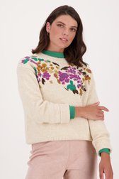 Pull écru avec fleurs brodées de Libelle pour Femmes