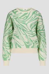 Pull écru avec motif vert clair de Louise pour Femmes