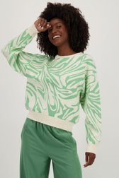 Pull écru avec motif vert clair de Louise pour Femmes