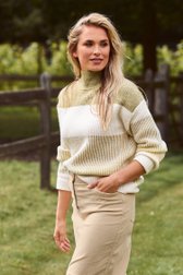 Pull écru avec motif vert de Liberty Loving nature pour Femmes