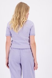 Le dos de Pull en câble violet clair à manches courtes de Liberty Loving nature pour Femmes