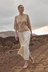 Pull en cachemire beige à manches courtes de DAUST pour Femmes