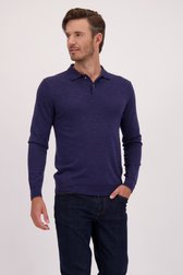 Le devant de Pull en laine bleu foncé à col de Upper East pour Hommes