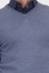 Pull en laine fine avec col en V - Bleu de Dansaert Black pour Hommes