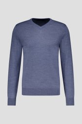 Pull en laine fine avec col en V - Bleu de Dansaert Black pour Hommes