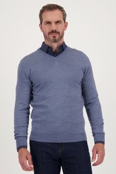 Pull en laine fine avec col en V - Bleu de Dansaert Black pour Hommes