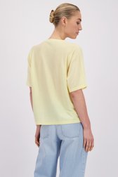 Le dos de Pull en laine jaune à manches courtes de Liberty Island pour Femmes