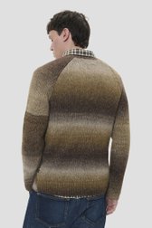 Le dos de Pull en laine marron foncé à col rond de Matinique pour Hommes