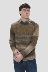 Le devant de Pull en laine marron foncé à col rond de Matinique pour Hommes