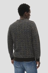 Le dos de Pull en maille bleu à col rond de Matinique pour Hommes